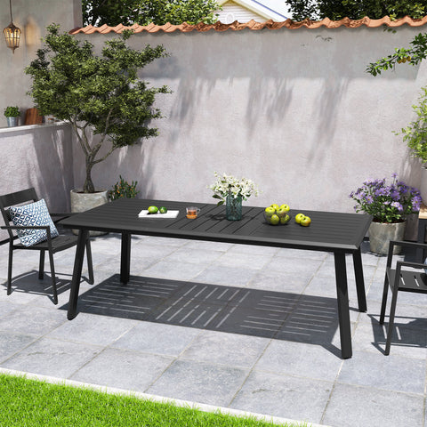 Crestlive Products Rectangular Aluminum Outdoor Dining Table with Umbrella Hole