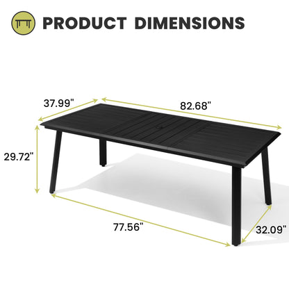 Crestlive Products 83 x 38 In. Rectangular Aluminum Outdoor Dining Table with Umbrella Hole