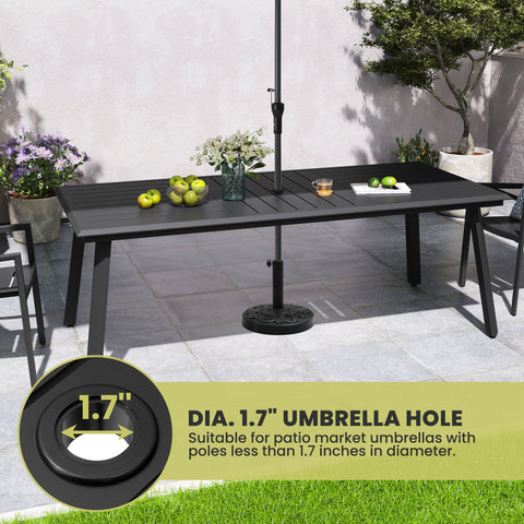 Crestlive Products Rectangular Aluminum Outdoor Dining Table with Umbrella Hole