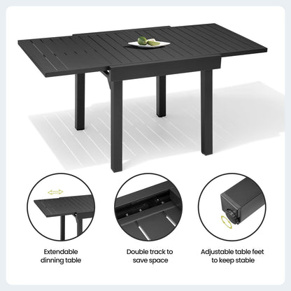 Crestlive Products Modern Aluminum Outdoor Dining Set with Expandable Patio Table and Arm Chairs