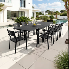 Aluminum Expandable Outdoor Dining Set with Stackable Chairs