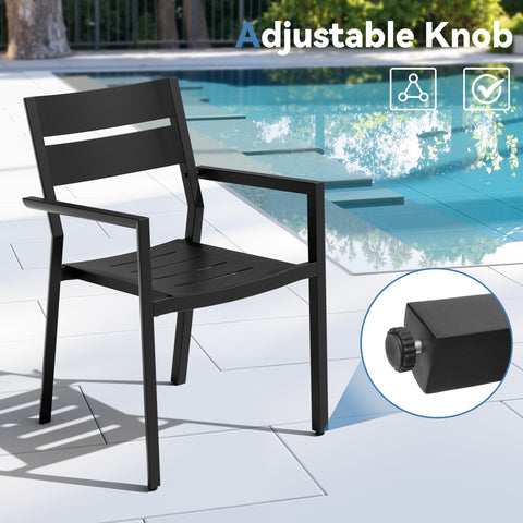 Crestlive Products Aluminum Expandable Outdoor Dining Table and Stackable Dining Chairs Set