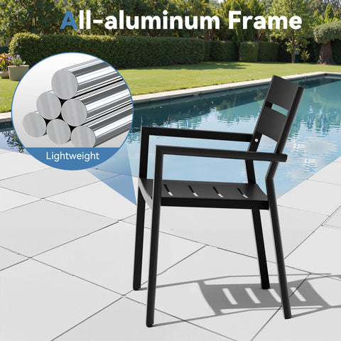 Crestlive Products Aluminum Expandable Outdoor Dining Table and Stackable Dining Chairs Set