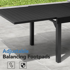 Aluminum Expandable Outdoor Dining Set with Stackable Chairs