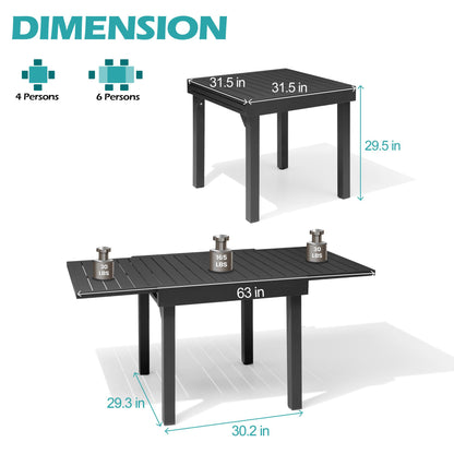 Crestlive Products 63 x 32 in. Aluminum Expandable Outdoor Dining Table