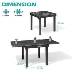 Aluminum Expandable Outdoor Dining Table