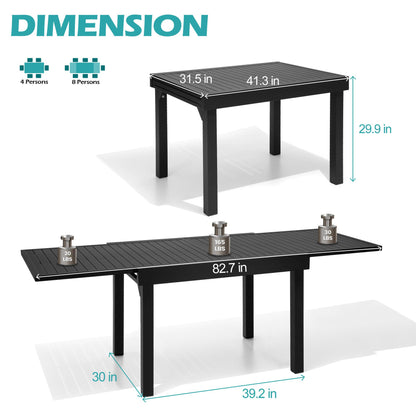 Crestlive Products 83 x 32 in. Aluminum Expandable Outdoor Dining Table