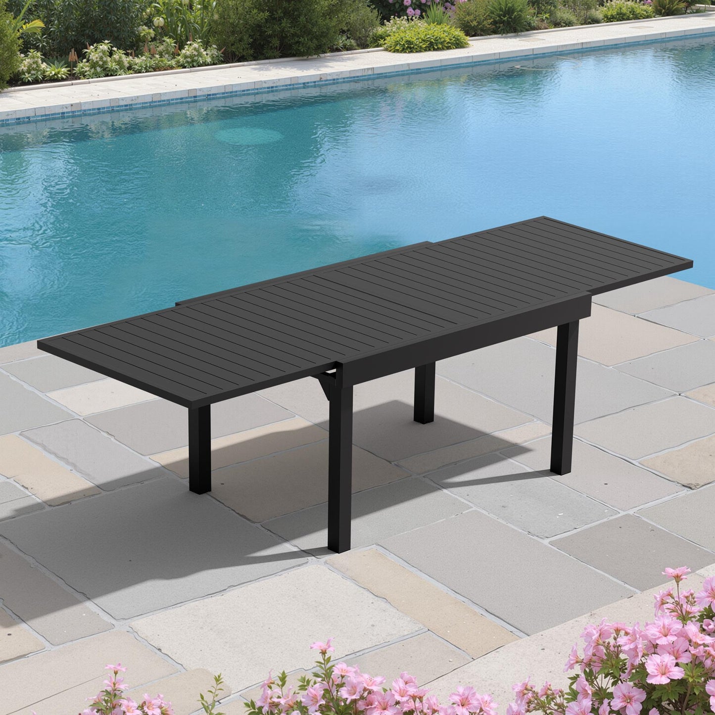 Crestlive Products 106 x 35 in. Aluminum Expandable Outdoor Dining Table