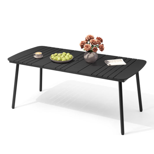 Crestlive Products 71 x 33 in. Aluminum Outdoor Dining Table with Umbrella Hole