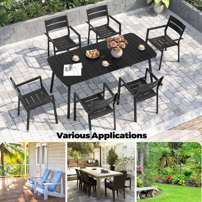 Crestlive Products 71 x 33 in. Aluminum Outdoor Dining Table with Umbrella Hole