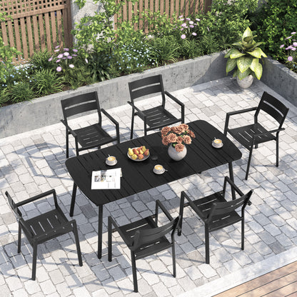 Crestlive Products 71 x 33 in. Aluminum Outdoor Dining Table with Umbrella Hole