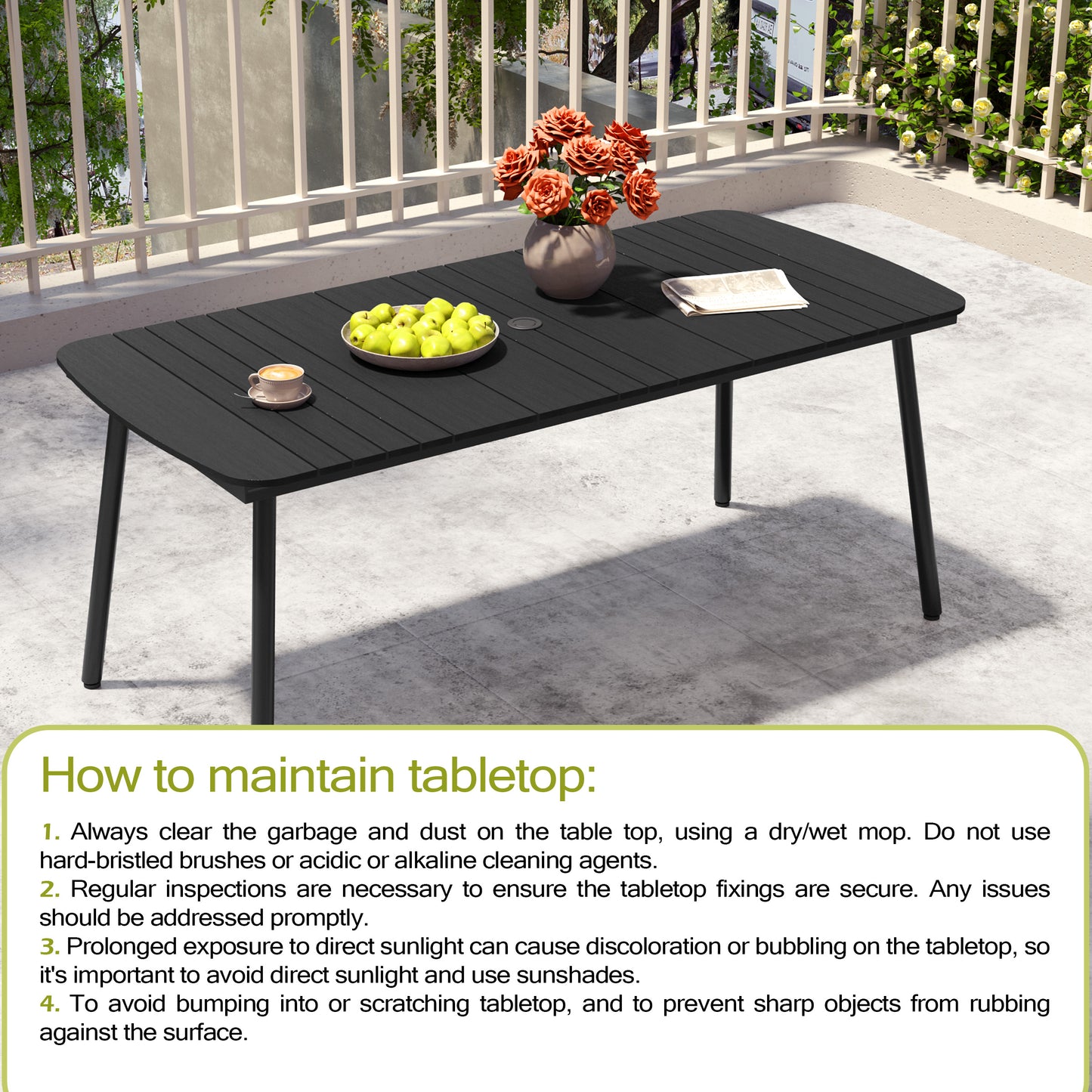 Crestlive Products 71 x 33 in. Aluminum Outdoor Dining Table with Umbrella Hole