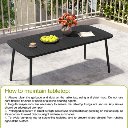 Crestlive Products 71 x 33 in. Aluminum Outdoor Dining Table with Umbrella Hole