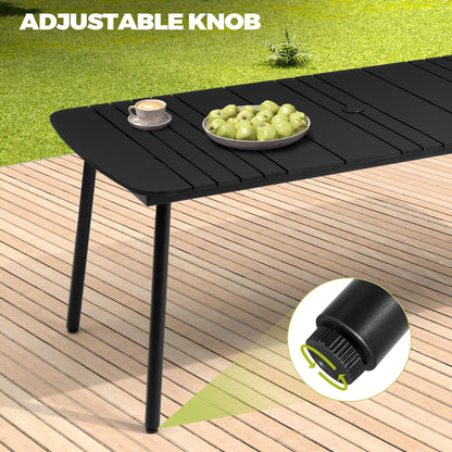 Crestlive Products 71 x 33 in. Aluminum Outdoor Dining Table with Umbrella Hole