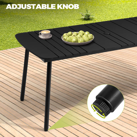 Crestlive Products 71 x 33 in. Aluminum Outdoor Dining Table with Umbrella Hole