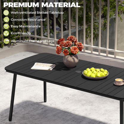 Crestlive Products 71 x 33 in. Aluminum Outdoor Dining Table with Umbrella Hole