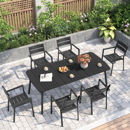 Crestlive Products 82 x 38 in. Aluminum Outdoor Dining Table with Umbrella Hole