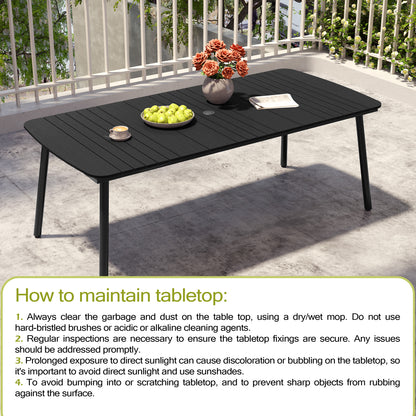 Crestlive Products 82 x 38 in. Aluminum Outdoor Dining Table with Umbrella Hole
