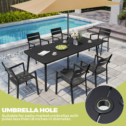Crestlive Products 82 x 38 in. Aluminum Outdoor Dining Table with Umbrella Hole