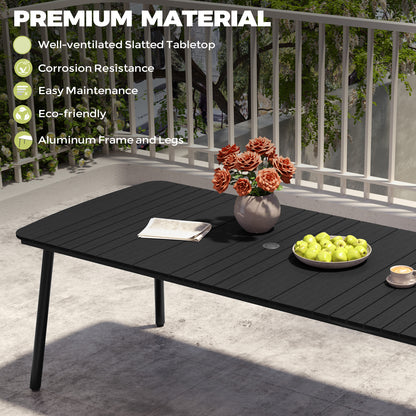 Crestlive Products 82 x 38 in. Aluminum Outdoor Dining Table with Umbrella Hole