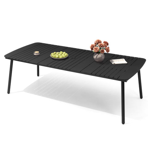 Crestlive Products 71 x 33 in. Aluminum Outdoor Dining Table with Umbrella Hole