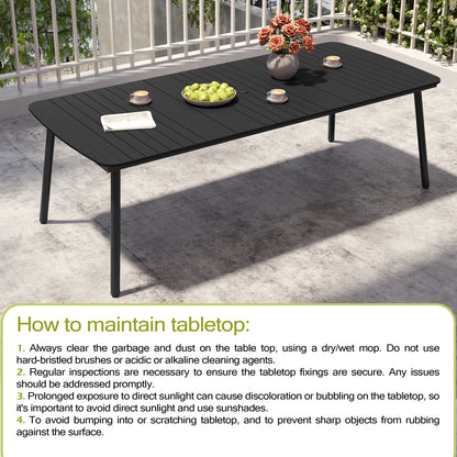 Crestlive Products 93 x 42 in. Aluminum Outdoor Dining Table with Umbrella Hole