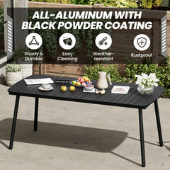 7/9-Piece Aluminum Dining Set with Umbrella Hole & Stackable Chairs