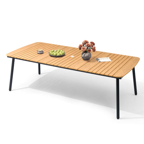 Crestlive Products 71 x 33 in. Aluminum Outdoor Dining Table with Umbrella Hole