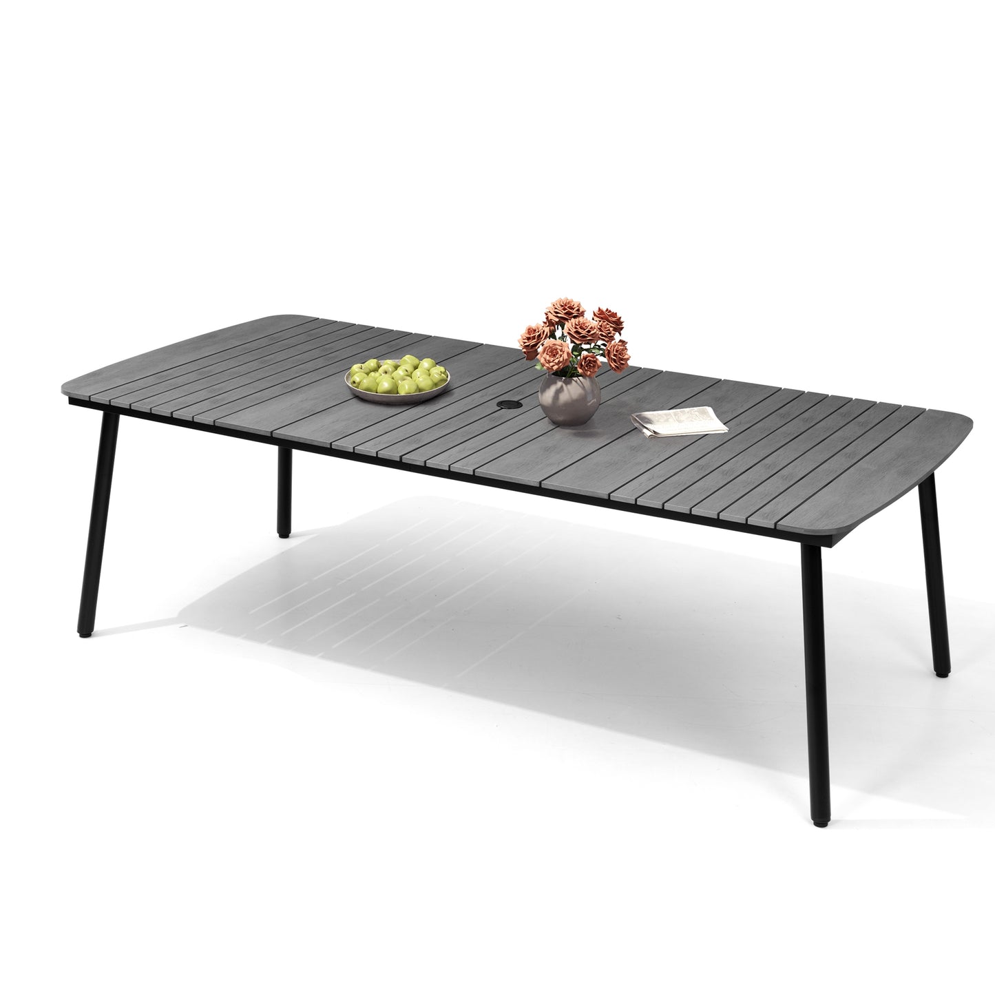 Crestlive Products 93 x 42 in. Aluminum Outdoor Dining Table with Umbrella Hole
