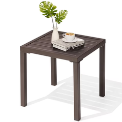 Crestlive Products Outdoor Side Table,Small Square Metal End Table Easy Assembly & Weather Resistant Pool Side Tables for Patio Balcony (Brown)