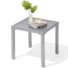 Crestlive Products Outdoor Side Table,Small Square Metal End Table Easy Assembly & Weather Resistant Pool Side Tables for Patio Balcony (Light Gray)
