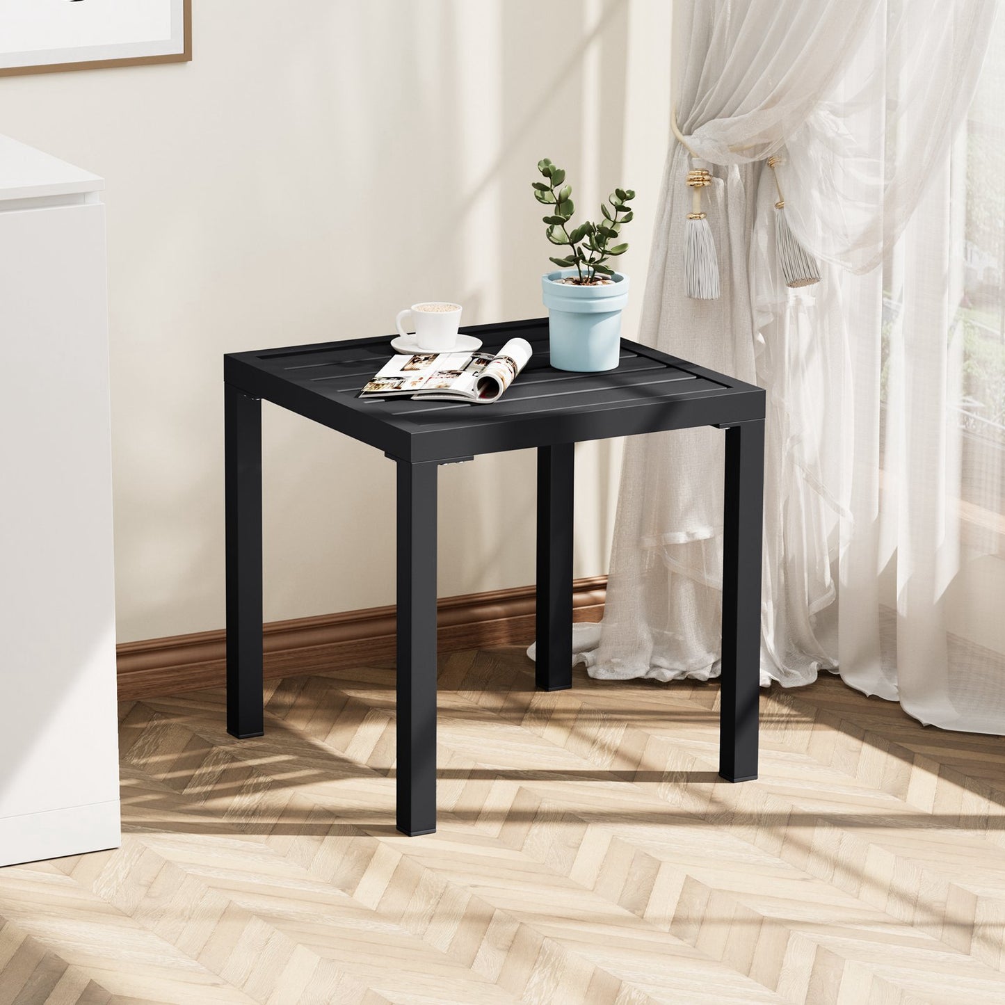 Crestlive Products 16 x 16 in. Square Aluminum Outdoor Side Table