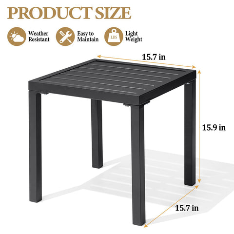 Crestlive Products 16 x 16 in. Square Metal Outdoor Side Table