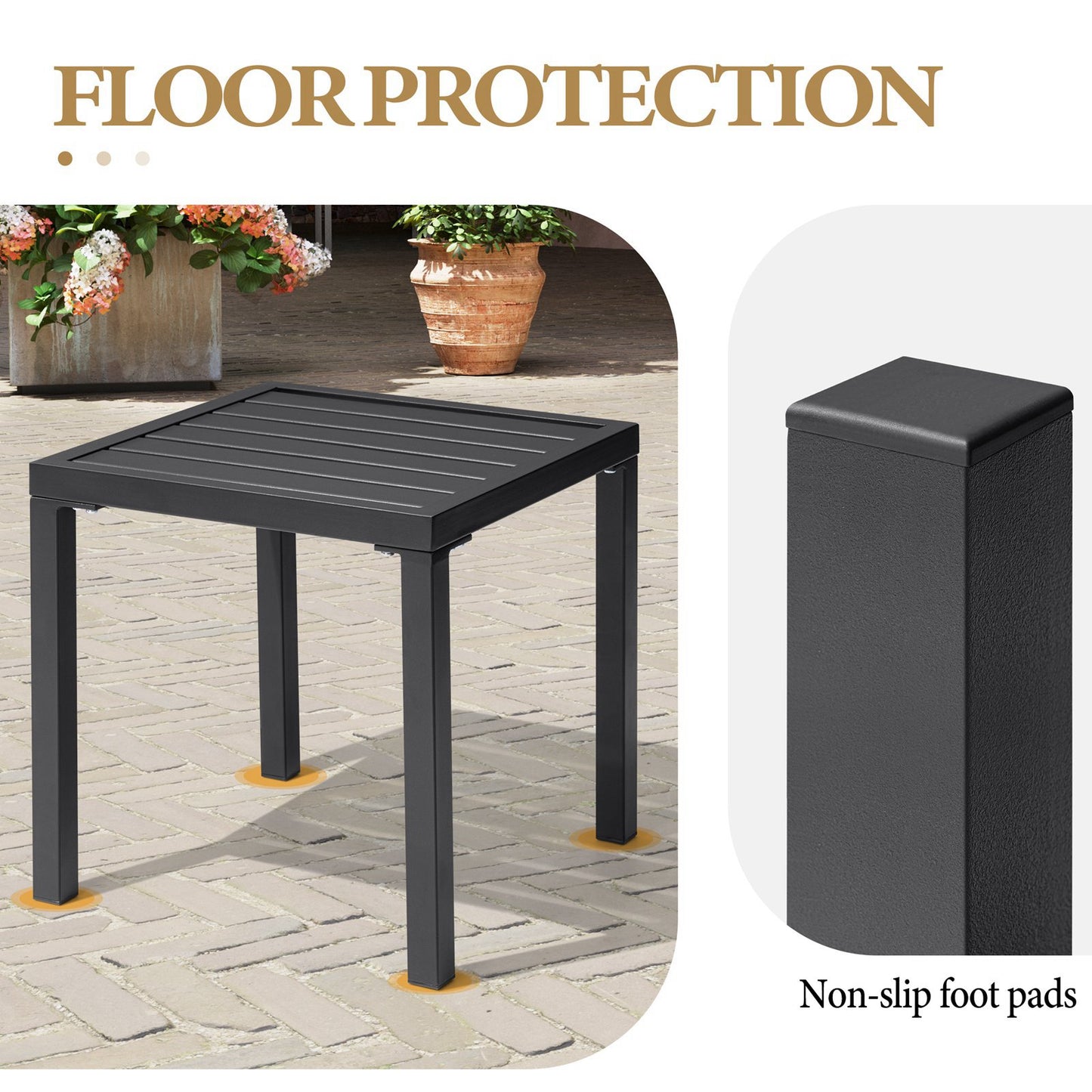 Crestlive Products 16 x 16 in. Square Aluminum Outdoor Side Table