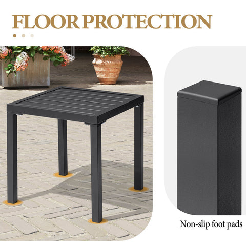 Crestlive Products 16 x 16 in. Square Metal Outdoor Side Table