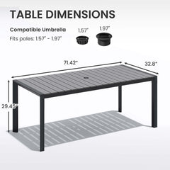 Aluminum Outdoor Dining Table with Umbrella Hole