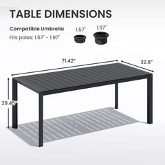 Aluminum Outdoor Dining Table with Umbrella Hole