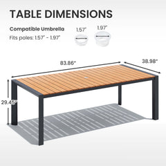 Aluminum Outdoor Dining Table with Umbrella Hole