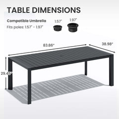 Aluminum Outdoor Dining Table with Umbrella Hole