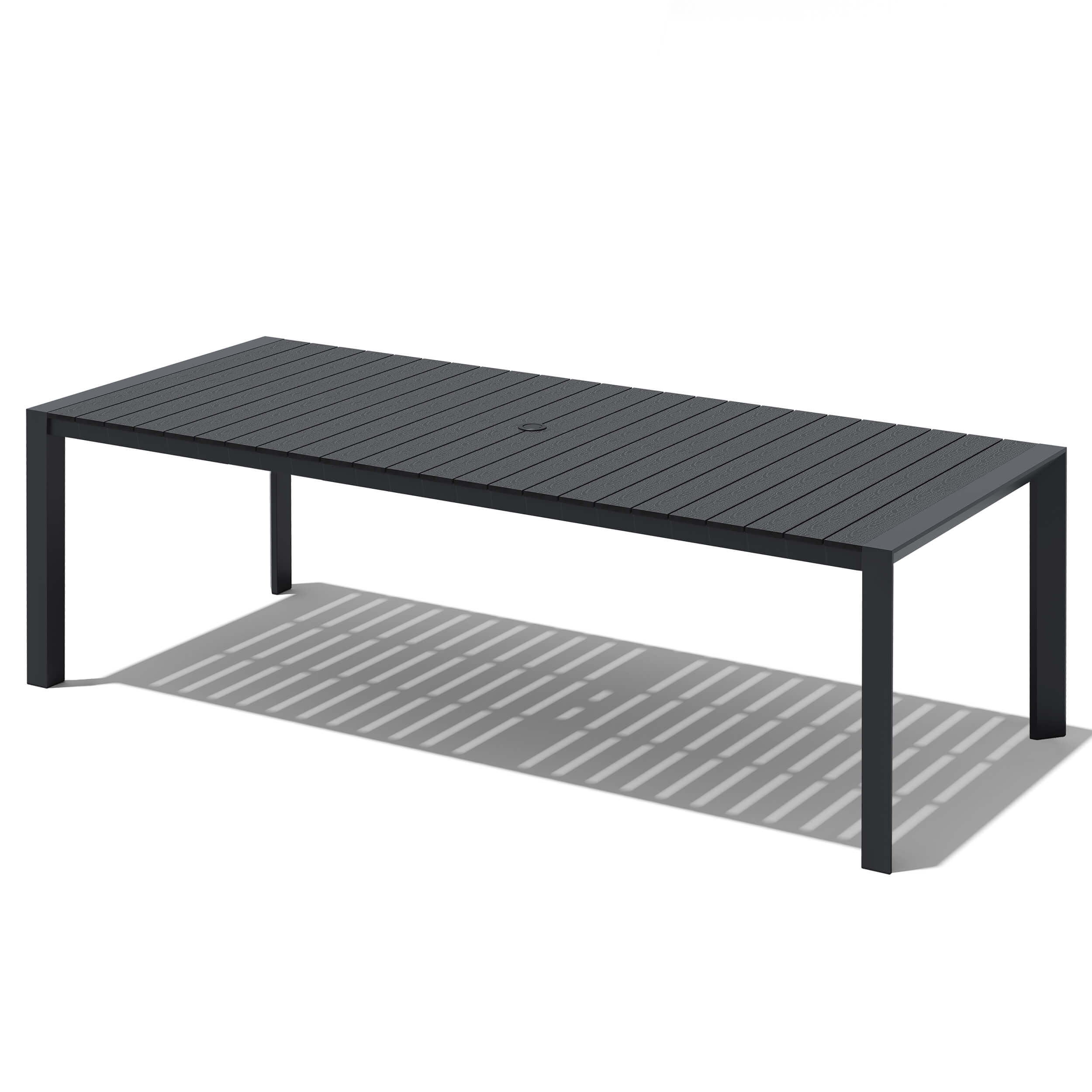 dining table patio with umbrella hole 84x39" Aluminum Dining Table w/ Umbrella Hole
