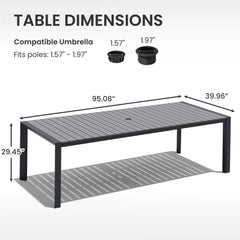 Aluminum Outdoor Dining Table with Umbrella Hole