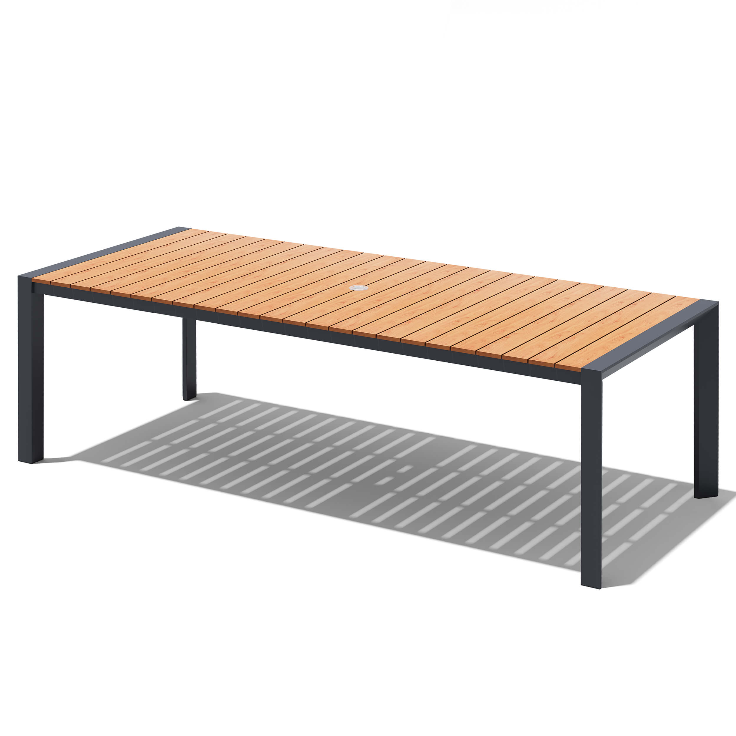 aluminum frame patio table umbrella 84x39" Aluminum Dining Table w/ Umbrella Hole