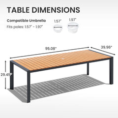 Aluminum Outdoor Dining Table with Umbrella Hole