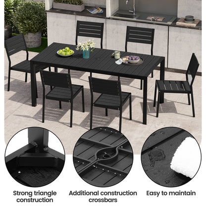 Crestlive Products Patio Dining Table with Umbrella Hole For 6-8 People
