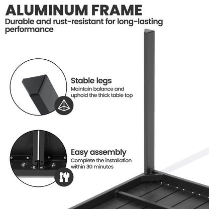 Crestlive Products 71 x 33 in. Rectangular Aluminum Outdoor Dining Table with Umbrella Hole