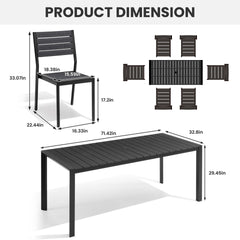 Aluminum Outdoor Dining Set with Umbrella Hole & Stackable Chairs