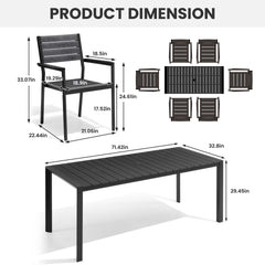 Aluminum Outdoor Dining Set with Umbrella Hole & Stackable Chairs