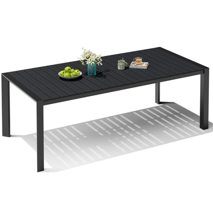 Crestlive Products 84 x 39 in. Rectangular Aluminum Outdoor Dining Table with Umbrella Hole