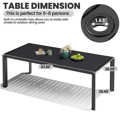 Crestlive Products Outdoor Patio Aluminum Dining Table with Stackable Chairs