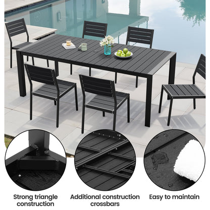 Crestlive Products Outdoor Patio Aluminum Dining Table with Stackable Chairs